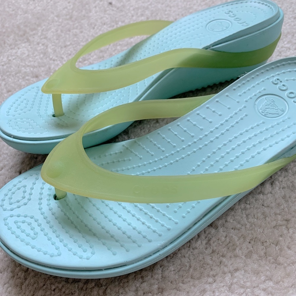 CROCS Light Blue and Yellow Sandals